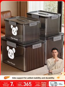 Large Capacity Transparent Plastic Storage Box Jia Bao Shou Household Organizer for Clothes Toys Books Snacks Multi-Purpose Box