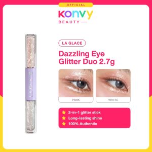 LA GLACE Dazzling Eye Glitter Duo 2.7g (Dual Color Eyeshadow Bright Eyes Pigmented Eyeshadow Glitter Eyeshadow)