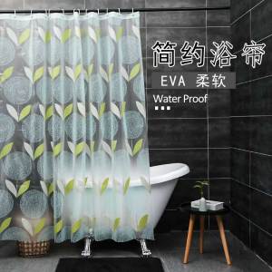 Chinese Style Sunflower  Eva Bathroom Curtain Hole Free Set Partition Curtain Bathroom Drapes with Hooks Included
