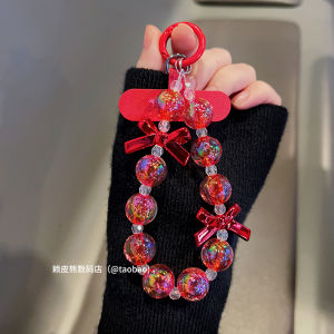 Red Phone Chain Pendant New Year Beads Womens Wrist Chain New Style Hanging Rope Clip Case Digital Accessories Mobile Phone
