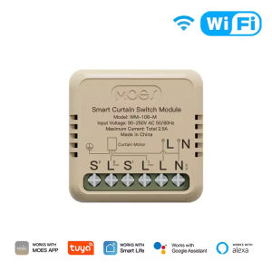 MOES | MOES Tuya WiFi & ZigBee Smart Curtain Switch Mini Module for Rocker Reset App/Voice Control Works with Alexa & Google Home