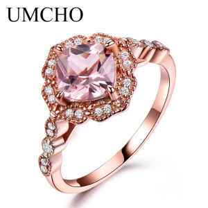 Nano Morganite Rings 925 Sterling Sliver Ring Rose Gold Plated 5A Zircon Beautiful Womans Acessories