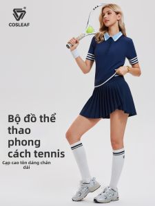 COSLEAF | Bộ Đầm Sơ Mi Polo Tay Ngắn Thoáng Khí Dành Cho Phụ Nữ