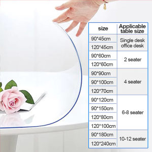 2MM Transparent thickened PVC tablecloth waterproof oilproof and anti-scald table mat 2/4/6/8/10/12seats