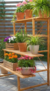 Bamboo Plant Stand Ladder Wooden | Multi-Tier Flower Rack Space Saving Indoor Outdoor Garden Balcony Home Decor