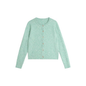 CHACHASTU | Áo Cardigan Cổ Tròn Tay Dài Phong Cách Tối Giản Pháp