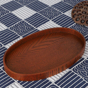 Tray Tea Tray Retro Oval Manchurian Ash Cake Wooden Household Plate Cafe Dessert Tea Organizer Plate