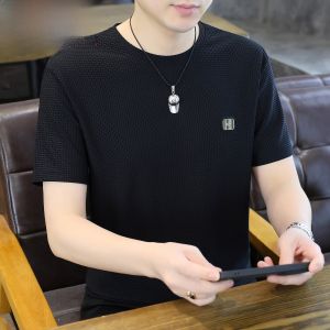 HENGYUANXIANG | Hengyuanxiang Mens Round Neck Short Sleeve T-Shirt Ice Silk Cool Feeling Casual Versatile Summer Breathable Sweatshirt