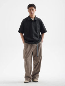 Buttbill Crissrex Store Retro Commute Solotex Waffle Polo Shirt Short Sleeve T-Shirt Loose Fit Youthful Summer Casual Wear