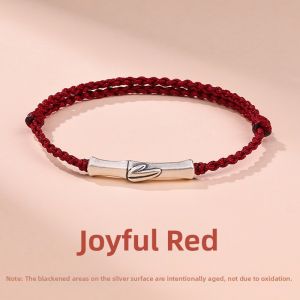Silver Bamboo Red Rope Bracelet Good Luck Gift