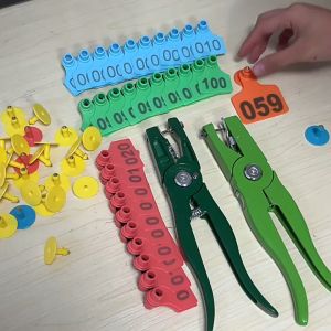 100Pcs Ear tag for pig set Numbered 001-100 Goat ear tags Animal Ear tag applicator for Cattle sheep Piglets equipment