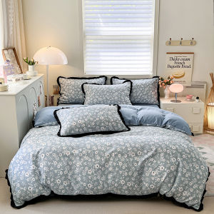 Dansunreve 1 ชิ้น ปลอกผ้านวม ผ้าฝ้ายล้าง ลายดอกไม้\ud83c\udf37 สไตล์ฝรั่งเศส ชุดเครื่องนอน มีขนาด 3ฟุต/3.5 ฟุต/5ฟุต/6 ฟุต (ไม่มีผ้านวม)