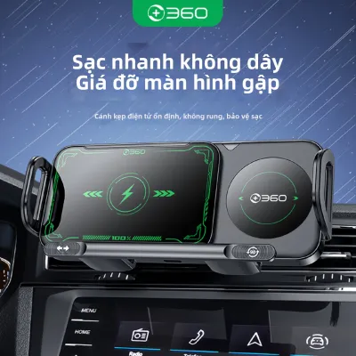 360 | Ghế Đỡ Điện Thoại Ô Tô Sạc Không Dây Gập Được 15W