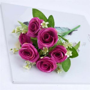 AF76 Bunga Mawar 6 Kuntum Garden Rose Artificial Flower Bouquet