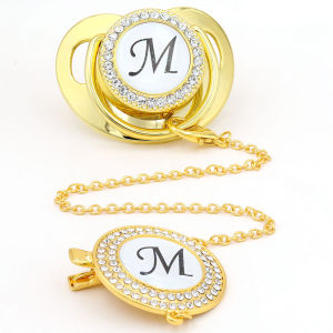 Gold Pacifiers Luxury Babi Pacifier Silicone Adult Pacifier Bling Infant Nipple BPA Free Baby 26 Letter Initials Chupetero