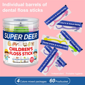60pcs Kids Dental Floss Picks Cartoon Shape Teeth Cleaning Toothpicks Individual Pack Oral Care Dental Flosser for Children
