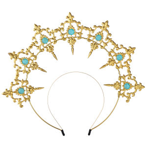 Womens Halo Crown Mary Goddess Headband Goddess Headpiece Peach For Wedding Party Evening Photo Hair Hoop