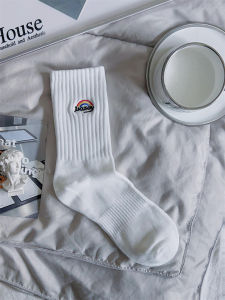 High Quality Pure Cotton Mens Sport Mid-Calf Socks Long Tube Spring Autumn Style Black White Fashionable Socks for Men And Women