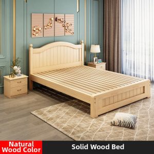 MAIYUQI | Modern Simple European Solid Wood Bed Double