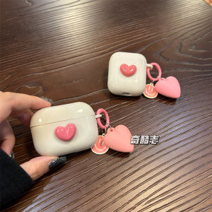 Pink Heart Shaped Protective Case for UGREEN T3 T6S Bluetooth Earphones Anti-Fall Soft Shell Cute Smiling Face Simple Style Girls Heart