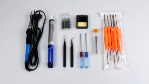 Taffware Peralatan Solder listrik set lengkap + timah Kit 8in1 Soldering Iron 60W 220V SIK 002
