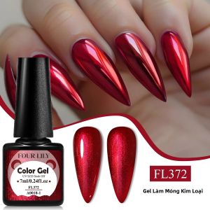 Sơn Móng Tay Gel Kim Loại Đỏ 7ml Hiệu Ứng Gương Loại Tẩy Được Bằng Đèn UV Màu Vàng Bạc - Dụng Cụ Làm Móng Bán Vĩnh Cửu