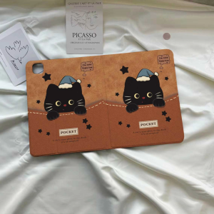 iPad Case Gen11 Air6 Air7 11/13 with Pencil Holder Case Gen10 Air5 Cute Kitten iPad Pro11/13 Gen9/8