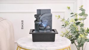 Elegant Indoor Water Feature Fountain with White LED Waterflow Zen type quiet pump