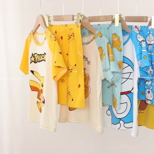 ชุดนอนเด็กแขนยาวอายุ 3-14 ปี ชุดนอน ชาย/หญิง คอกลม การ์ตูนน่ารัก 1 ชุด ชุดนอนเด็กหญิง ชุดนอนเด็กชาย