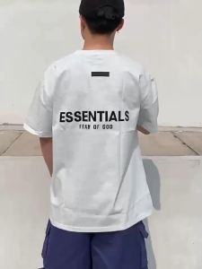 FEAR OF GOD Essentials T-shirt Short Sleeve Couple Shirt 300G Cotton Printed flocking  original edition Oversized