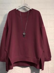 Áo Nỉ Cổ Tròn Cotton Phong Cách Hàn Quốc Mùa Thu Đông Mới Áo Hoodie Nghệ Thuật Rộng Rãi Không Đều Dài Tay Thường Ngày Cho Nữ