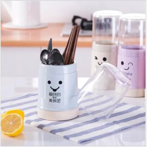 Dustproof Chopstick Holder Cylinder Kitchen Flatware Rack Spoon Fork Drying Plastic Drain