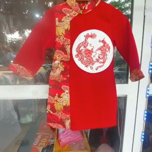 Áo dài cách tân bé trai Áo tết cho bé 1-10 tuổi thêu rồng hàng thiết kế chất liệu nhung mềm mại kiểu dáng thời trang