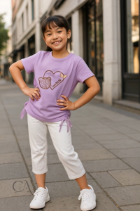 Kaos Serut Crop Top Anak Perempuan Love Bear | Atasan 1 - 14 Tahun