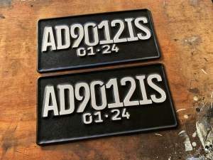 PLAT MOBIL JDM HITAM FONT BARU UKURAN 16X33CM
