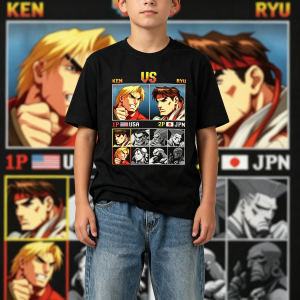 Bandai | Men Women T Shirt Women Tee Boys Girls Top Adults Children Parent Child Cotton kid Tshirts Street Fighter 90s Retro Karate Tee