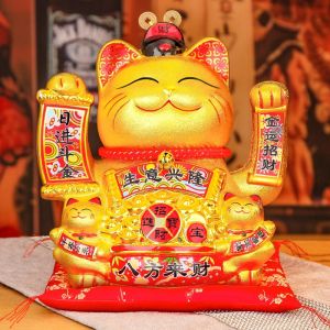Wealthy Cat Figurine Ceramic Large