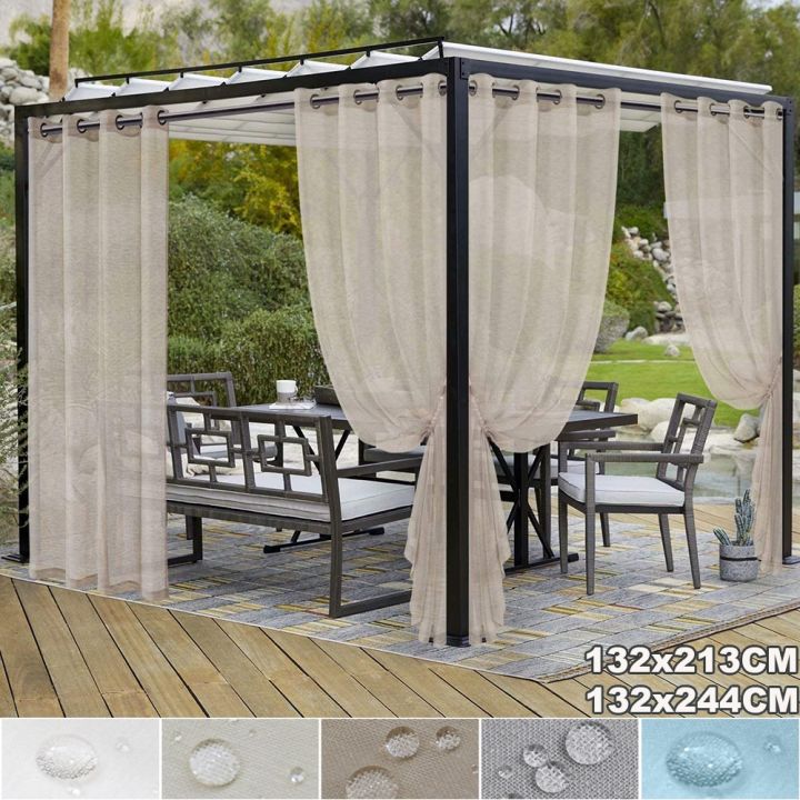 Patio Waterproof Voile Sheer Outdoor Garden Curtains Eyelets Yard ...