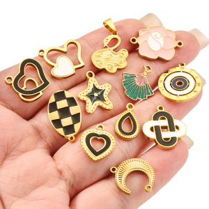 Polished Stainless Steel Black Love Pendant diy Jewelry Accessories Gold Star Moon Charms Swan Pendant