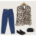 KEMEJA LEOPARD OUTFIT WANITA RETRO VINTAGE. 