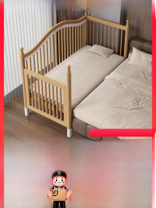 Birch Wood Childrens Bed Extendable Width Adjustable Baby Bed Simple Modern Style No Storage No Mosquito Net Quality Luxury