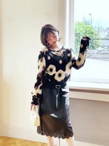 Elastic High Waist Leather Skirt