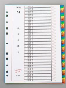 YuanHuang Index Card Dividers 31 Pages 50 Pages 21 Pages 20 Pages 10 Pages A4 Size Plastic Material for Business And Cultural Supplies