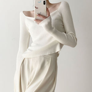 IELGY Áo Len Nữ Mặc Trong Một Bên Vai Mỏng Xương Đòn