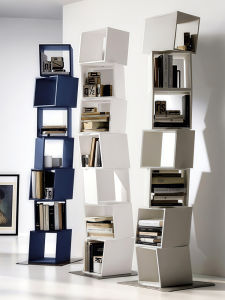 Linliang Wood Modern Minimalist Rotating Bookshelf Simple Painted Floor-Standing Bookcase Multi-Functional Storage Rack