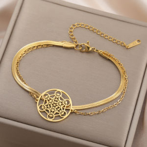 Skyrim Archangel Seal Metatron Pendant Bracelet Stainless Steel Male Female Buddhist Hindu Talisman Sacred Geometry Jewelry Gift