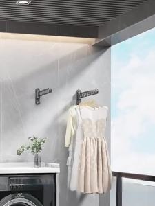 Folding Clothes Drying Rack Wall Mounted Laundry Dryer Clothes Dryer Balcony 8-Hole Hanger Rack for Home Storage Organization