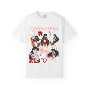 Bandai | 2026 New Cotton Summer Tshirt Sailor Mars Collage T-shirt Sailor Moon Anime Relaxing and Comfortable