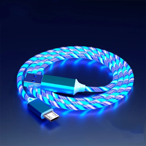 Flow Luminous USB Type C Cable 3A Fast Charging Data Cord for Samsung Xiaomi OPPO Huawei IPhone Charger Micro USB Wire LED Cable