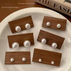 925 Bạc Vòng ngọc trai giả hạt bông tai Cho Phụ Nữ Thanh Lịch Tính Khí Lãng Mạn Brincos phụ kiện trang sức đeo tai Món Quà Cưới